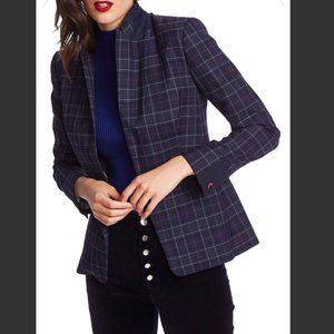 Court & Rowe Women's Navy Contrast Cuff Windowpane Blazer Jacket Size 4